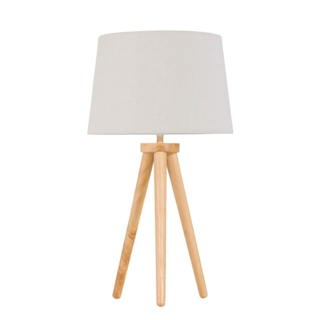 First Choice Lighting Voyage - Light Oak Table Lamp or Bedside Light with Linen Shade in Brown - image 1