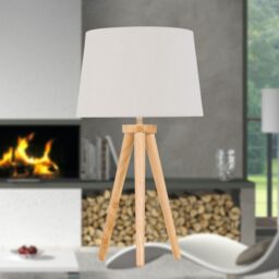 First Choice Lighting Voyage - Light Oak Table Lamp or Bedside Light with Linen Shade in Brown - thumbnail 4