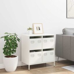Berkfield Home Sideboard¬†White 68x39x73.5 cm Cold-rolled Steel in White - thumbnail 3