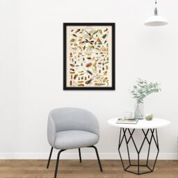"Artery8 Wall Art Print Millot Encyclopedia Page Insects Dragonfly Large Framed Wall Décor Art in Light Oak - Size: W18"" x H24""" - thumbnail 2