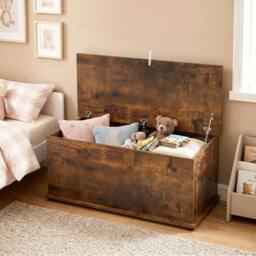 ERGOVEXA Rustic 113L Storage Chest & Shoe Bench with Safety Lid in Brown - thumbnail 9