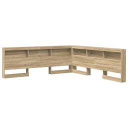 Berkfield Home Storage Headboard with Shelf Sonoma oak 200 cm Engineered wood in Light Tan - thumbnail 3