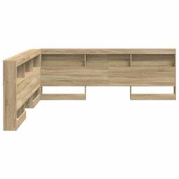 Berkfield Home Storage Headboard with Shelf Sonoma oak 200 cm Engineered wood in Light Tan - thumbnail 7