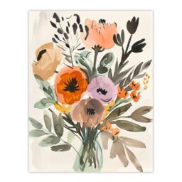 "Artery8 Flower Bouquet Vase Abstract Floral Watercolour Wall Art Print - Size: W18"" x H24""" - thumbnail 1