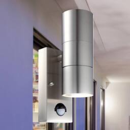 First Choice Lighting Set of 2 Blaze - Marine Grade Steel Motion Sensor Wall Lights in Silver - thumbnail 4