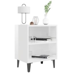 Berkfield Home Bed Cabinets with Metal Legs 2 pcs High Gloss White 40x30x50 cm - Size: 40 x 30 x 50 cm - thumbnail 4