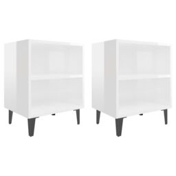 Berkfield Home Bed Cabinets with Metal Legs 2 pcs High Gloss White 40x30x50 cm - Size: 40 x 30 x 50 cm - thumbnail 2