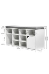 Living and Home White Shoe Changing Bench Storage Cabinet with Linen Cushion - thumbnail 6