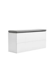 Living and Home White Shoe Changing Bench Storage Cabinet with Linen Cushion - thumbnail 4