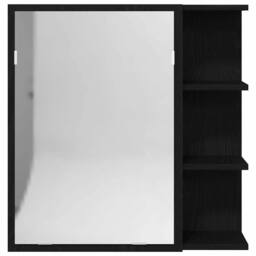 Berkfield Home Black Oak Bathroom Mirror Cabinet - 62.5 x 20.5 x 64 cm - Made of… - thumbnail 7