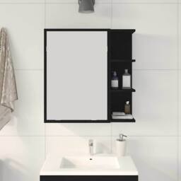 Berkfield Home Black Oak Bathroom Mirror Cabinet - 62.5 x 20.5 x 64 cm - Made of… - thumbnail 4