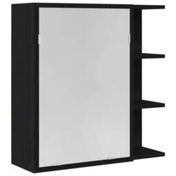 Berkfield Home Black Oak Bathroom Mirror Cabinet - 62.5 x 20.5 x 64 cm - Made of… - thumbnail 2