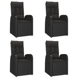 Berkfield Home 5 Piece Garden Dining Set Black Poly Rattan&Solid Wood Acacia - thumbnail 4