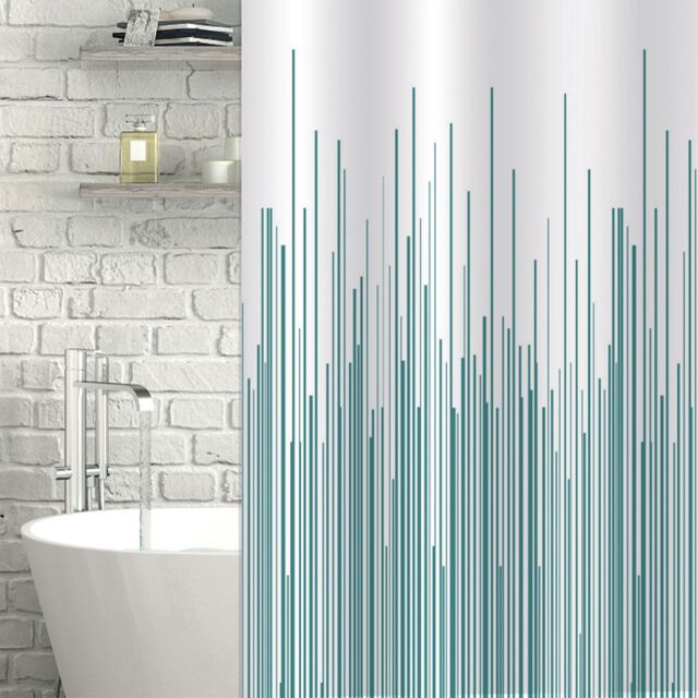Showerdrape City White & Navy Shower Curtain in Teal - image 1