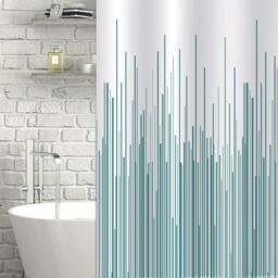 Showerdrape City White & Navy Shower Curtain in Teal - thumbnail 1