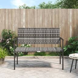 Berkfield Home Beautiful 2-Seater Garden Bench Grey Poly Rattan - thumbnail 2