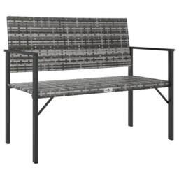 Berkfield Home Beautiful 2-Seater Garden Bench Grey Poly Rattan - thumbnail 3