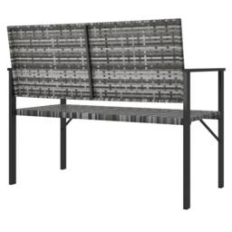 Berkfield Home Beautiful 2-Seater Garden Bench Grey Poly Rattan - thumbnail 5