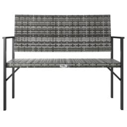Berkfield Home Beautiful 2-Seater Garden Bench Grey Poly Rattan - thumbnail 1