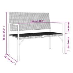 Berkfield Home Beautiful 2-Seater Garden Bench Grey Poly Rattan - thumbnail 8