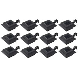 Berkfield Home Outdoor Solar Lamps 12 pcs LED Square 12 cm Black - thumbnail 1