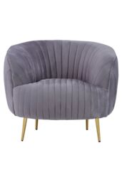 Orsina Florina Grey Velvet Chair With Gold Legs