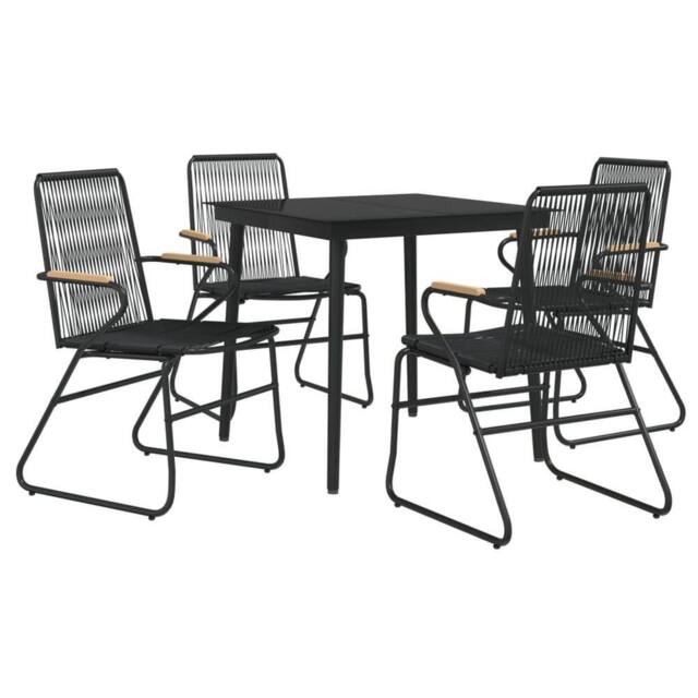 Berkfield Home Beautiful 5 Piece Garden Dining Set Black PVC Rattan - image 1