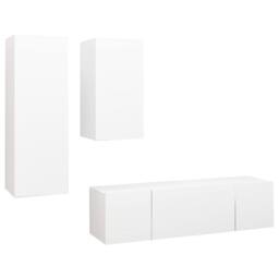 Berkfield Home Modern 4 Piece TV Cabinet Set White Engineered Wood - thumbnail 3