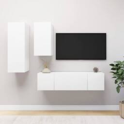 Berkfield Home Modern 4 Piece TV Cabinet Set White Engineered Wood - thumbnail 2