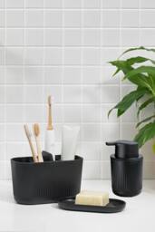 ReBorn Bathroom Caddy Large, Soap Dispenser & Soap Dish Set - Black - thumbnail 2