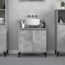 Berkfield Home Sink Cabinet Concrete Grey 58x33x60 cm Engineered Wood - Size: 58 x 33 x 60 cm - thumbnail 1