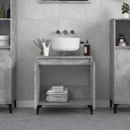 Berkfield Home Sink Cabinet Concrete Grey 58x33x60 cm Engineered Wood - Size: 58 x 33 x 60 cm - thumbnail 3