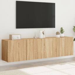 Berkfield Home TV Cabinets Wall-mounted 2 pcs Sonoma Oak 80x30x41 cm in Light Oak - Size: 80 x 30 x 41 cm - thumbnail 2