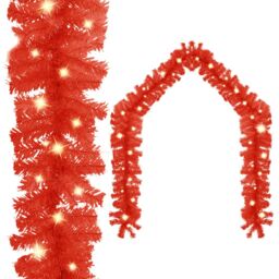 Berkfield Home Christmas Garland with LED Lights 5 m Red