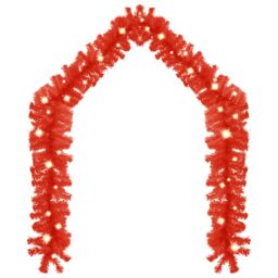 Berkfield Home Christmas Garland with LED Lights 5 m Red - thumbnail 2