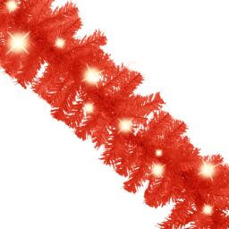 Berkfield Home Christmas Garland with LED Lights 5 m Red - thumbnail 3