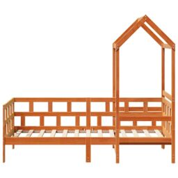 Berkfield Home Day Bed with Roof without Mattress Wax Brown 80x200 cm Solid Wood - thumbnail 4