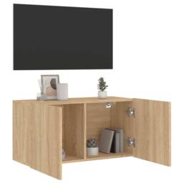 Berkfield Home TV Cabinet Wall-mounted Sonoma Oak 80x30x41 cm in Light Brown - Size: 80 x 30 x 41 cm - thumbnail 4
