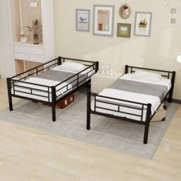 Matteo Black Reinforced Metal Space Saving Bunk Bed Frame - Size: Single - thumbnail 5