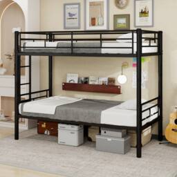 Matteo Black Reinforced Metal Space Saving Bunk Bed Frame - Size: Single - thumbnail 4