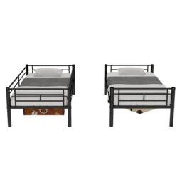 Matteo Black Reinforced Metal Space Saving Bunk Bed Frame - Size: Single - thumbnail 9