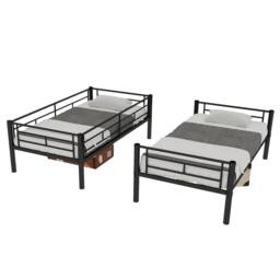 Matteo Black Reinforced Metal Space Saving Bunk Bed Frame - Size: Single - thumbnail 7