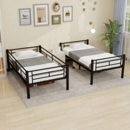 Matteo Black Reinforced Metal Space Saving Bunk Bed Frame - Size: Single - thumbnail 8