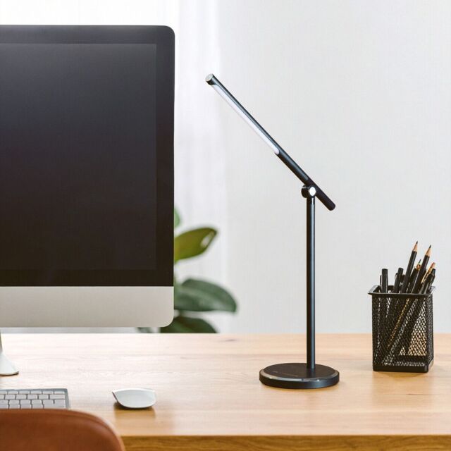 Orsina Black Aluminium Touch Lamp, Modern Rotatable Desk Lamp With Round Base, Sleek Touch-Control Table Light - image 1