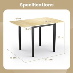 Costway Folding Dining Table Drop Leaf Tables Home Wood Kitchen Table with Foot Pad in Natural - thumbnail 2