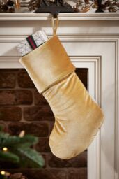 Dibor Set of 4 Gold Knightsbridge Velvet Xmas Gift Decoration Christmas Stocking - Size: 4 Pack