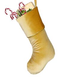 Dibor Set of 4 Gold Knightsbridge Velvet Xmas Gift Decoration Christmas Stocking - Size: 4 Pack - thumbnail 2