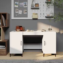 Berkfield Home Desk White 140x50x75 cm Engineered Wood - Size: 140 x 50 x 75 cm - thumbnail 1