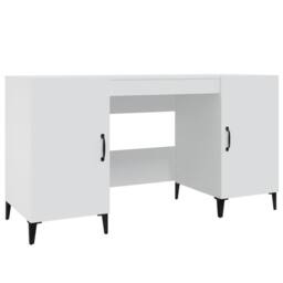 Berkfield Home Desk White 140x50x75 cm Engineered Wood - Size: 140 x 50 x 75 cm - thumbnail 2