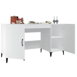 Berkfield Home Desk White 140x50x75 cm Engineered Wood - Size: 140 x 50 x 75 cm - thumbnail 5